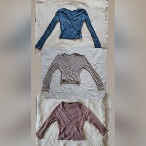 Long Sleeve Crossbody Top Set